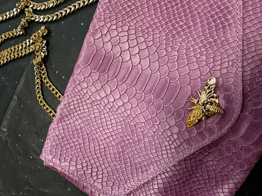 Sac GALA en cuir écaille avec une abeille