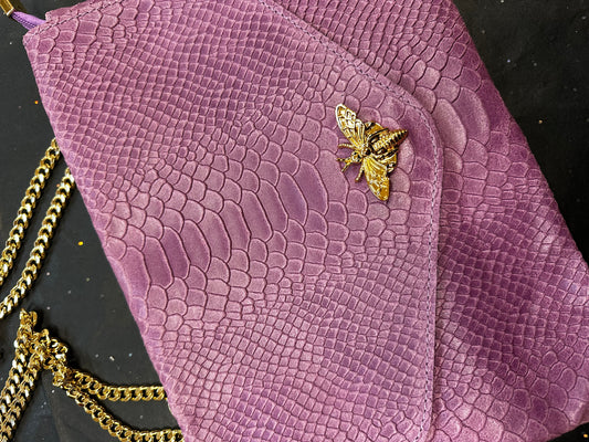 Sac GALA en cuir écaille avec une abeille